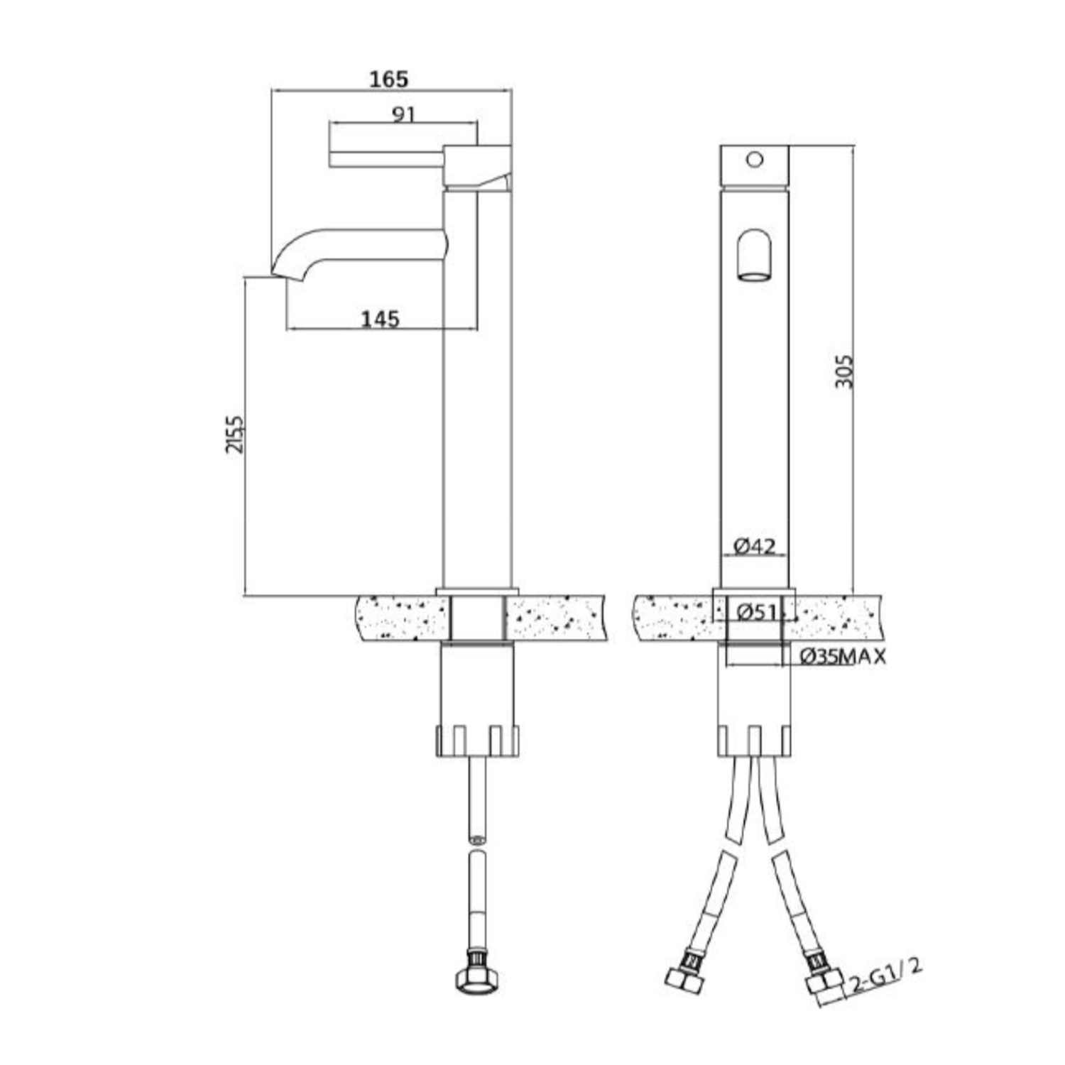 Sagittarius Ergo Tall Basin Monobloc Mixer with Clicker Waste