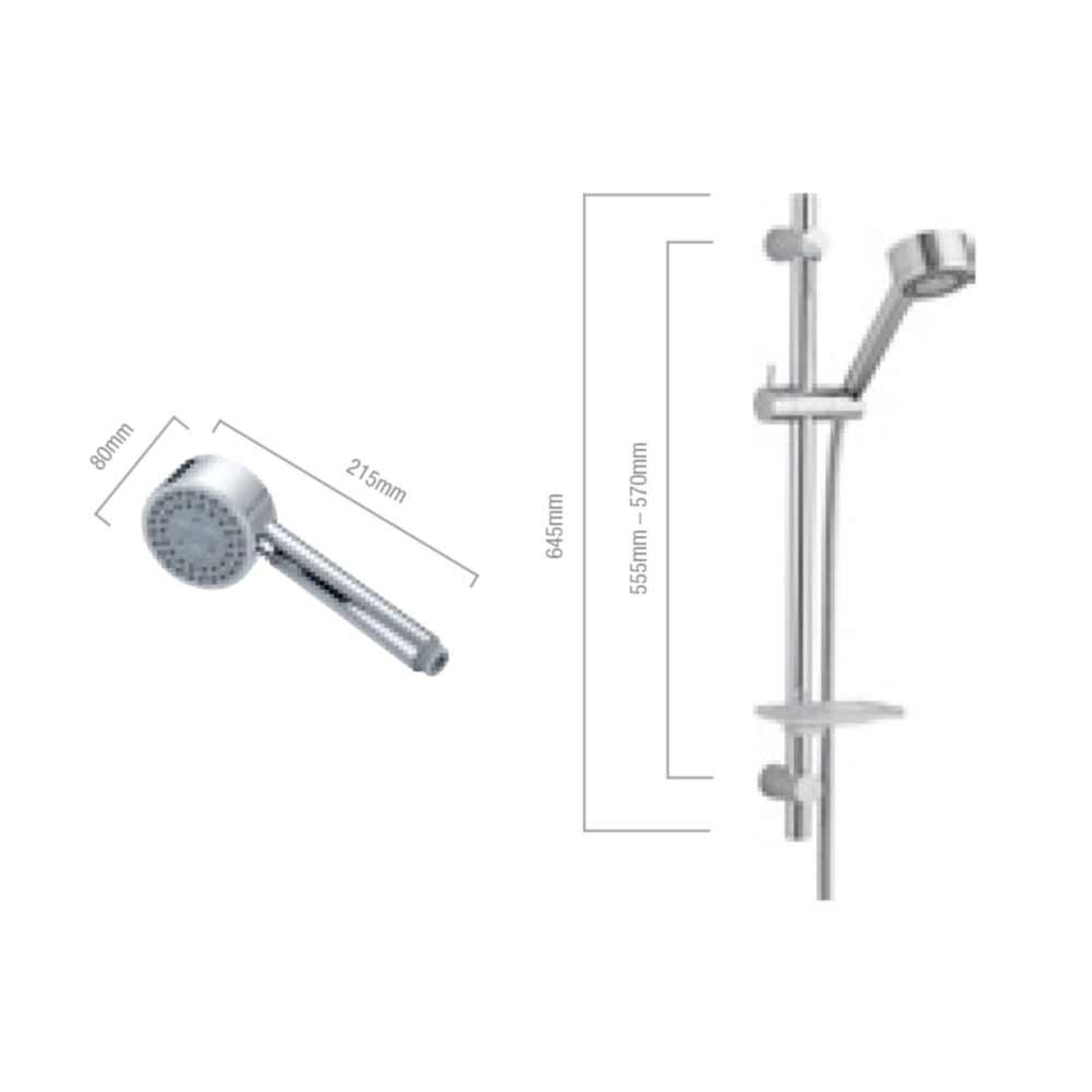 Pura Xcite Slide Rail with Triple Function Handset, Shelf & Hose