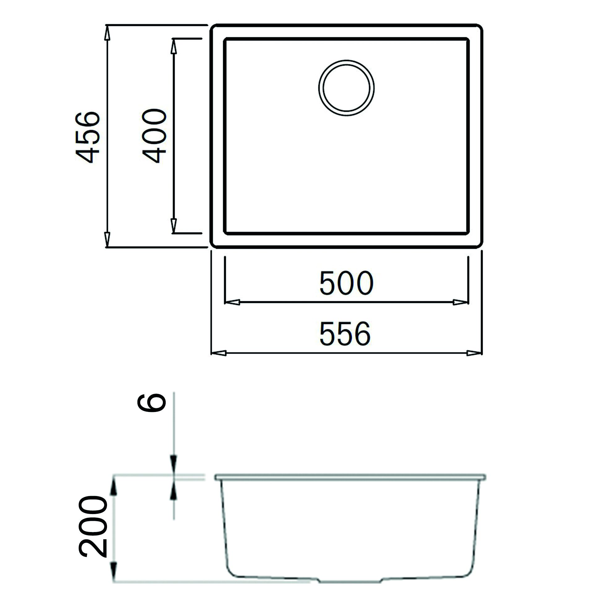 Reginox Multa 50 Single Bowl Granite Composite Inset / Undermount Kitchen Sink & Waste - 556 x 456mm