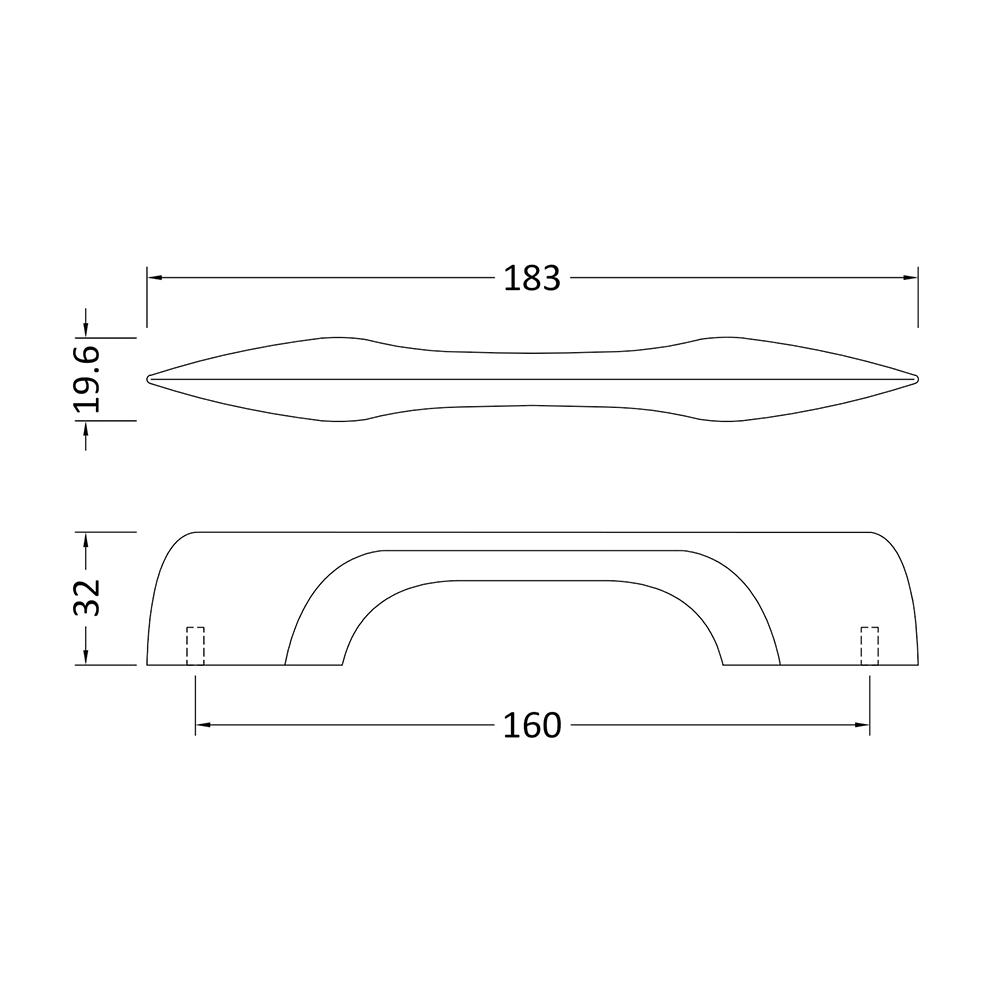 Drench Modern D Bar Furniture Handle - 160mm Centres