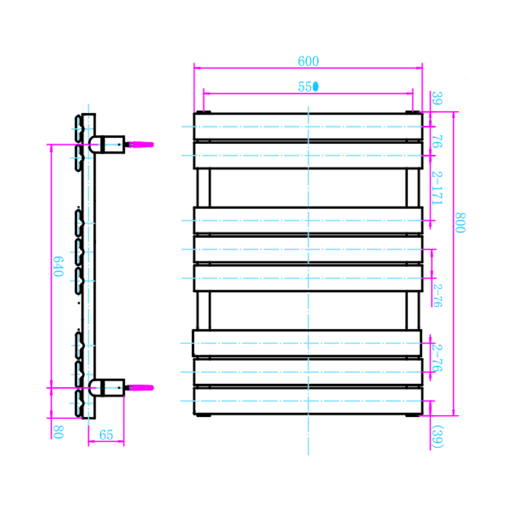 Brenton Avezzano Gloss White Flat Panel Heated Towel Rail - 800 x 600mm