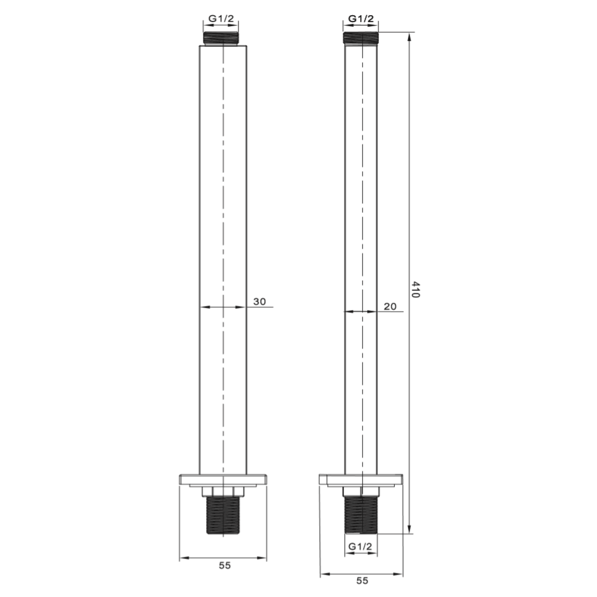 Vellamo 360mm Square Vertical Ceiling Mounted Shower Arm