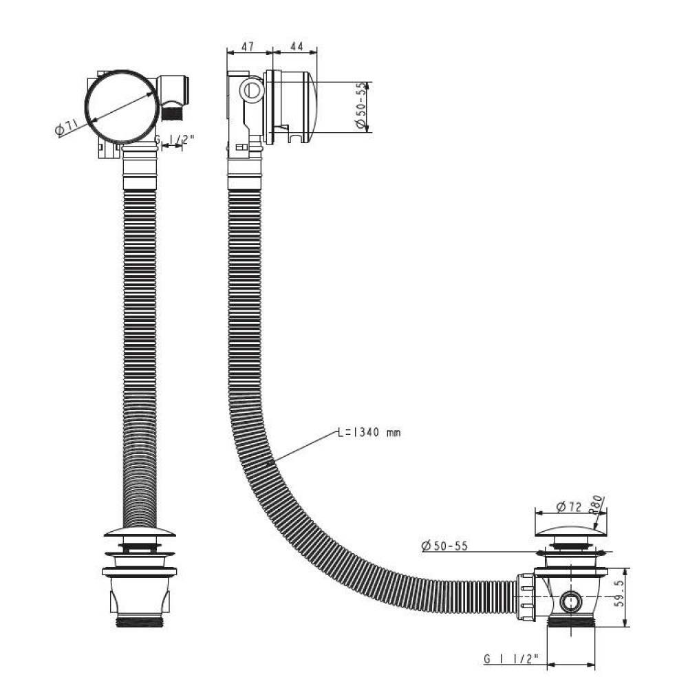 Britton Bathrooms Hoxton Overflow Bath Filler & Waste - Brushed Brass