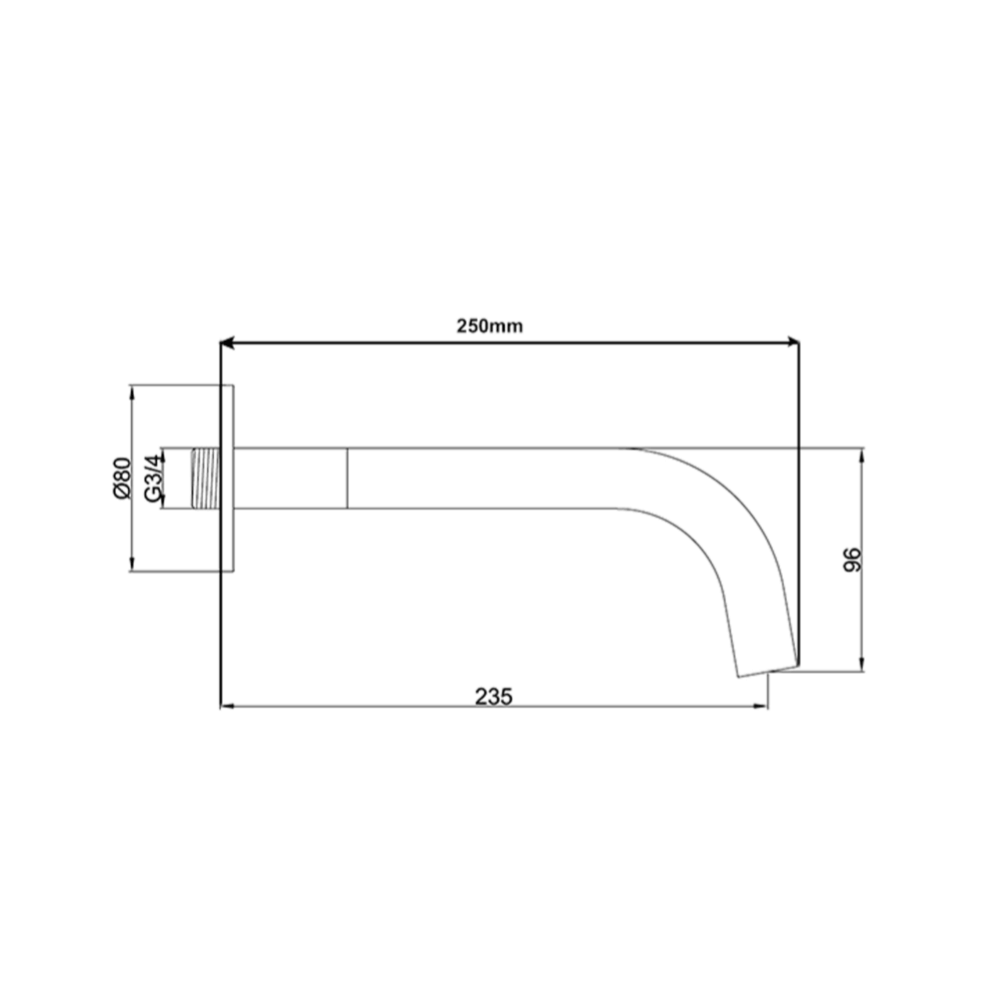 VOS Bath/Basin 250mm Spout - Brushed Black