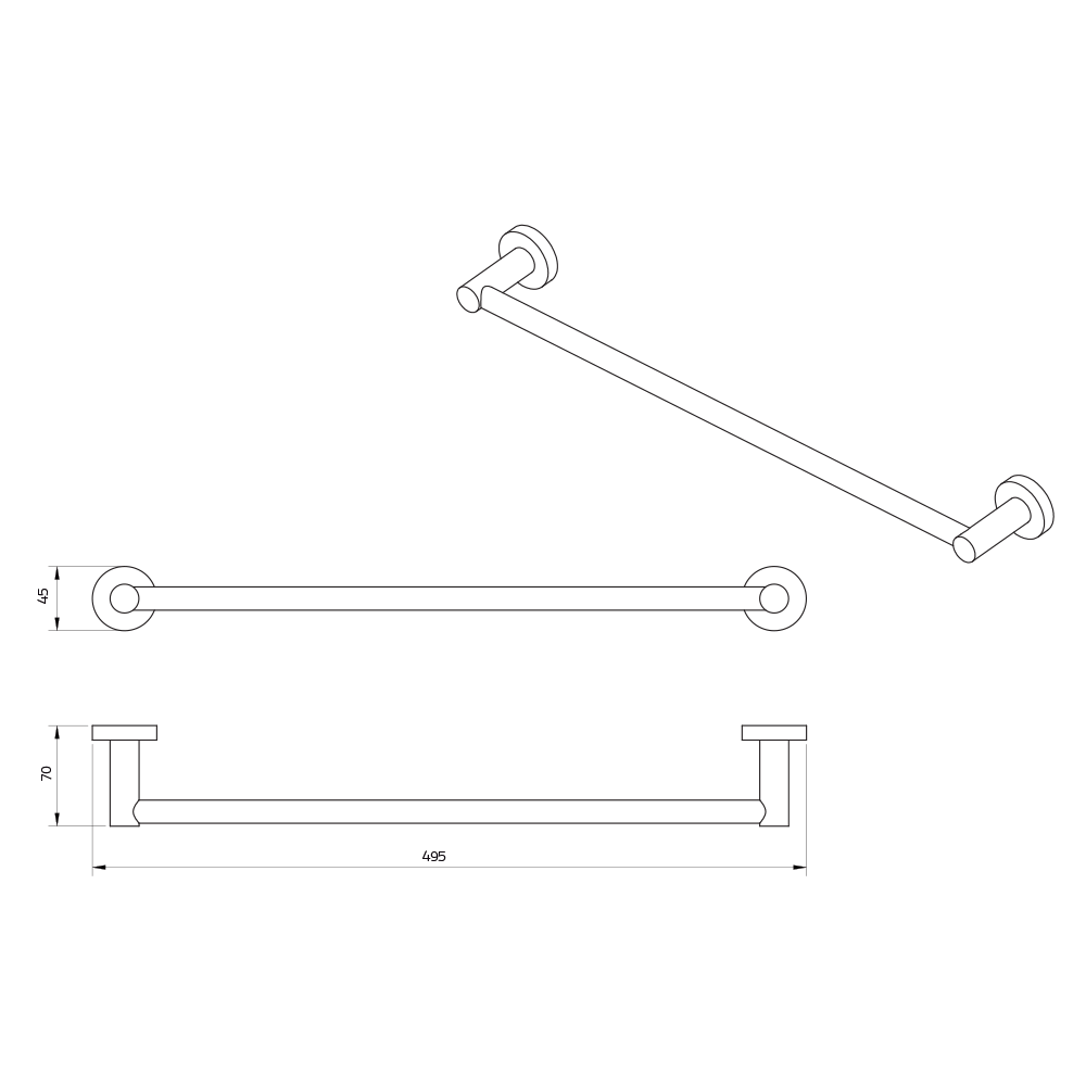 Miller Bond Matt Black Towel Rail - 498mm