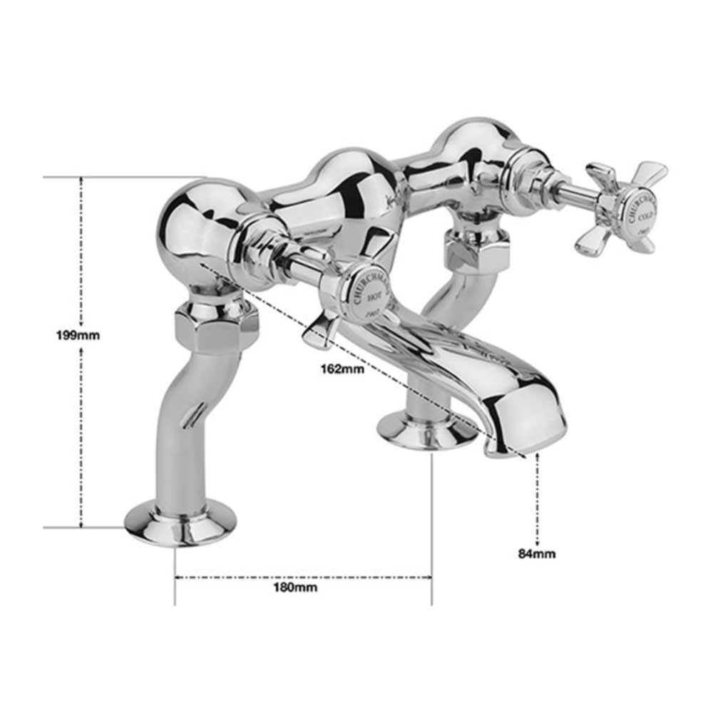 Sagittarius Churchman Chrome Bath Filler with Deck Mounting Legs