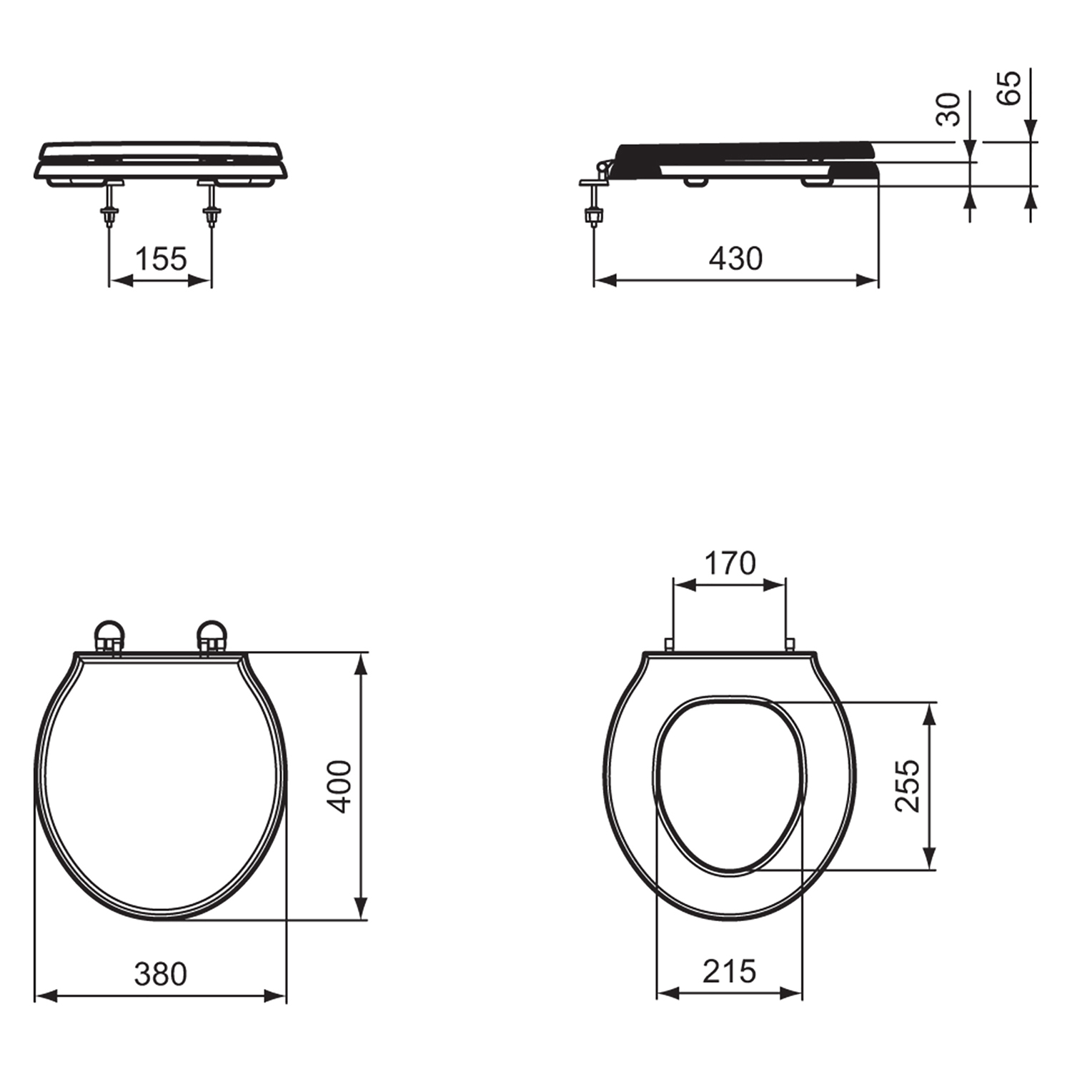 Ideal Standard Waverly Black Toilet Seat