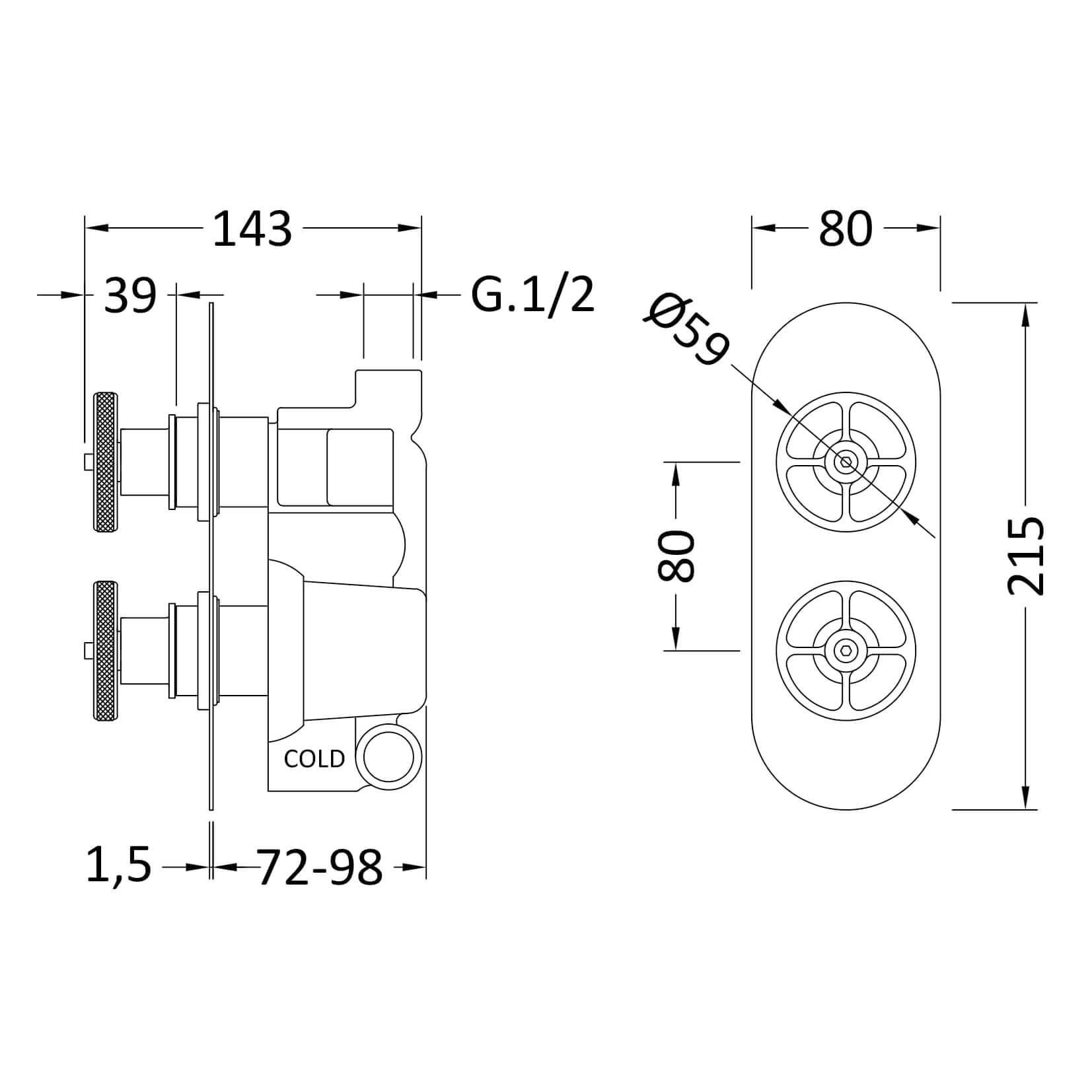 Hudson Reed Revolution Industrial 1 Outlet Concealed Thermostatic Shower Valve