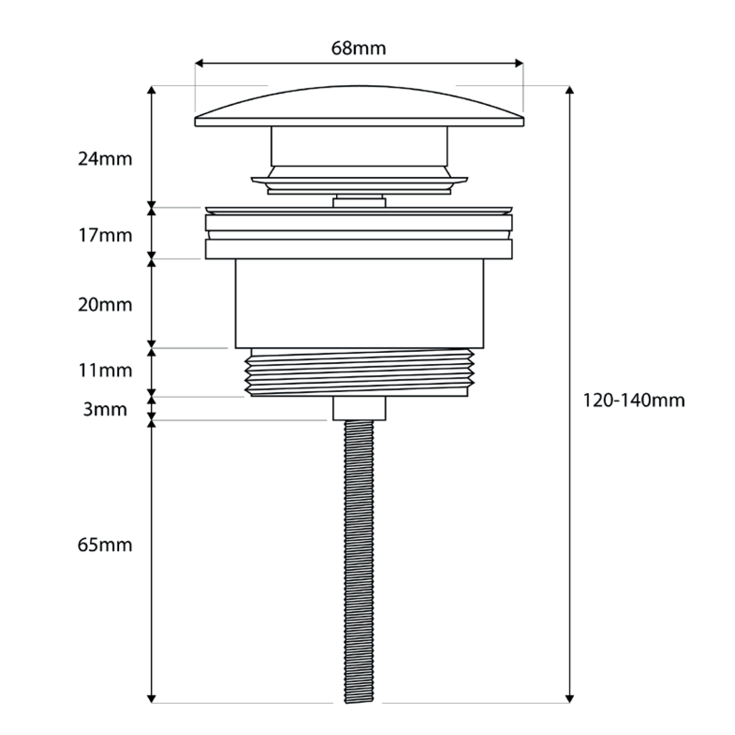 Drench Universal Basin Waste - For Basins with or Without an Overflow
