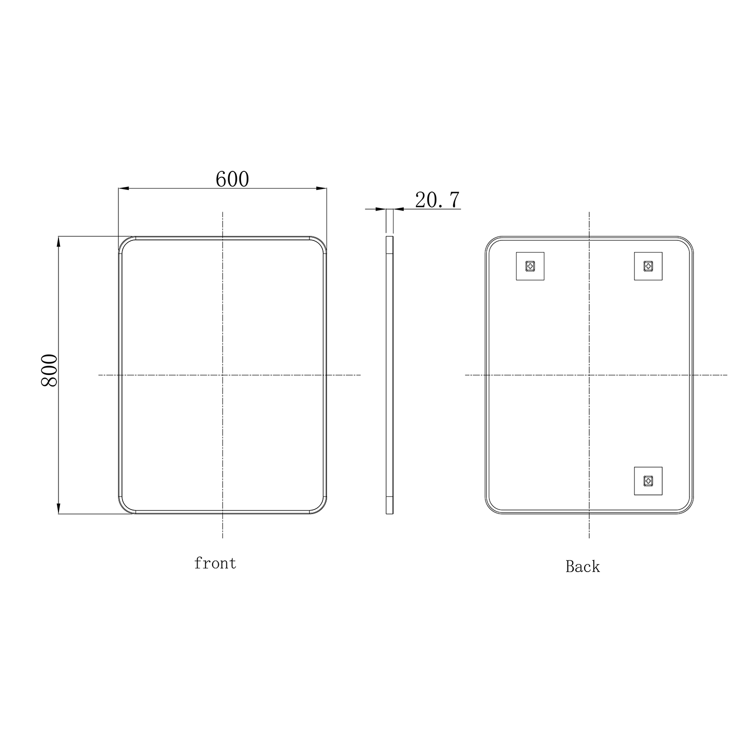 HIX Rectangular Framed Bathroom Mirror - 600 x 800mm