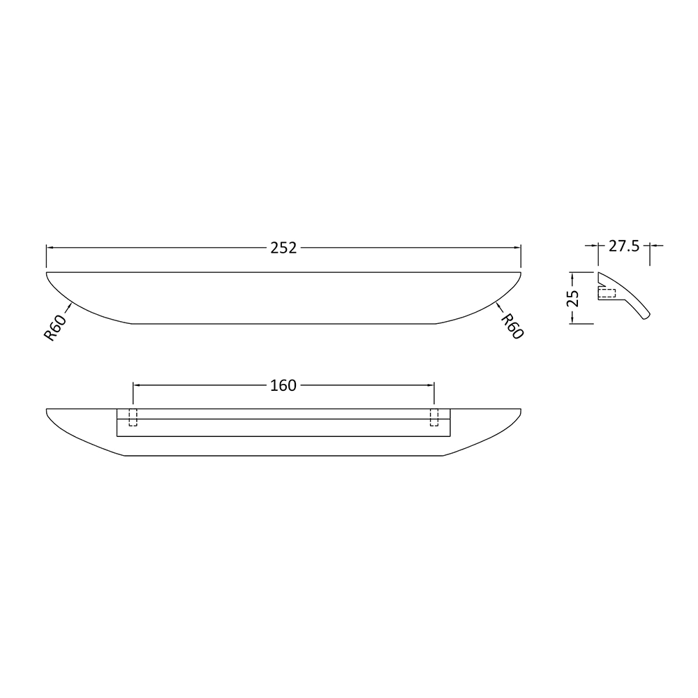 Drench Smooth Finger Pull Furniture Handle - 160mm Centres