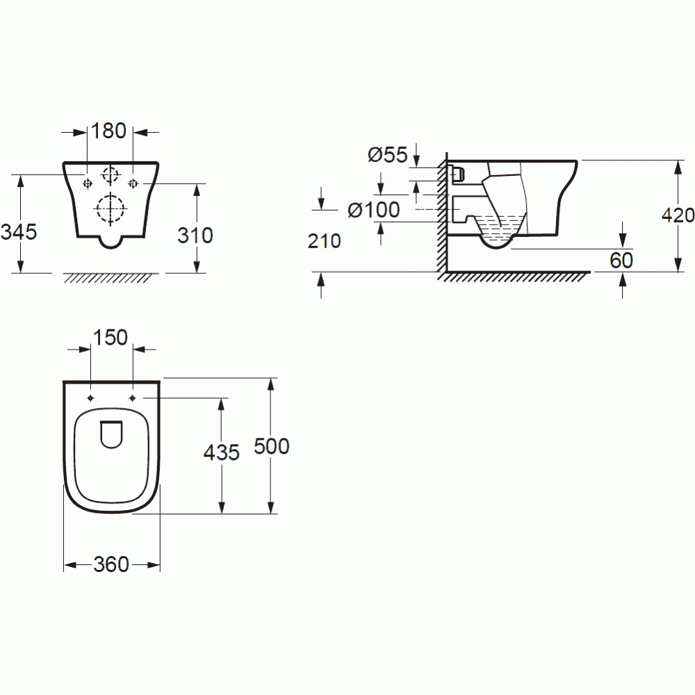 Imex Grace Rimless Wall Hung Toilet with Soft Close Seat