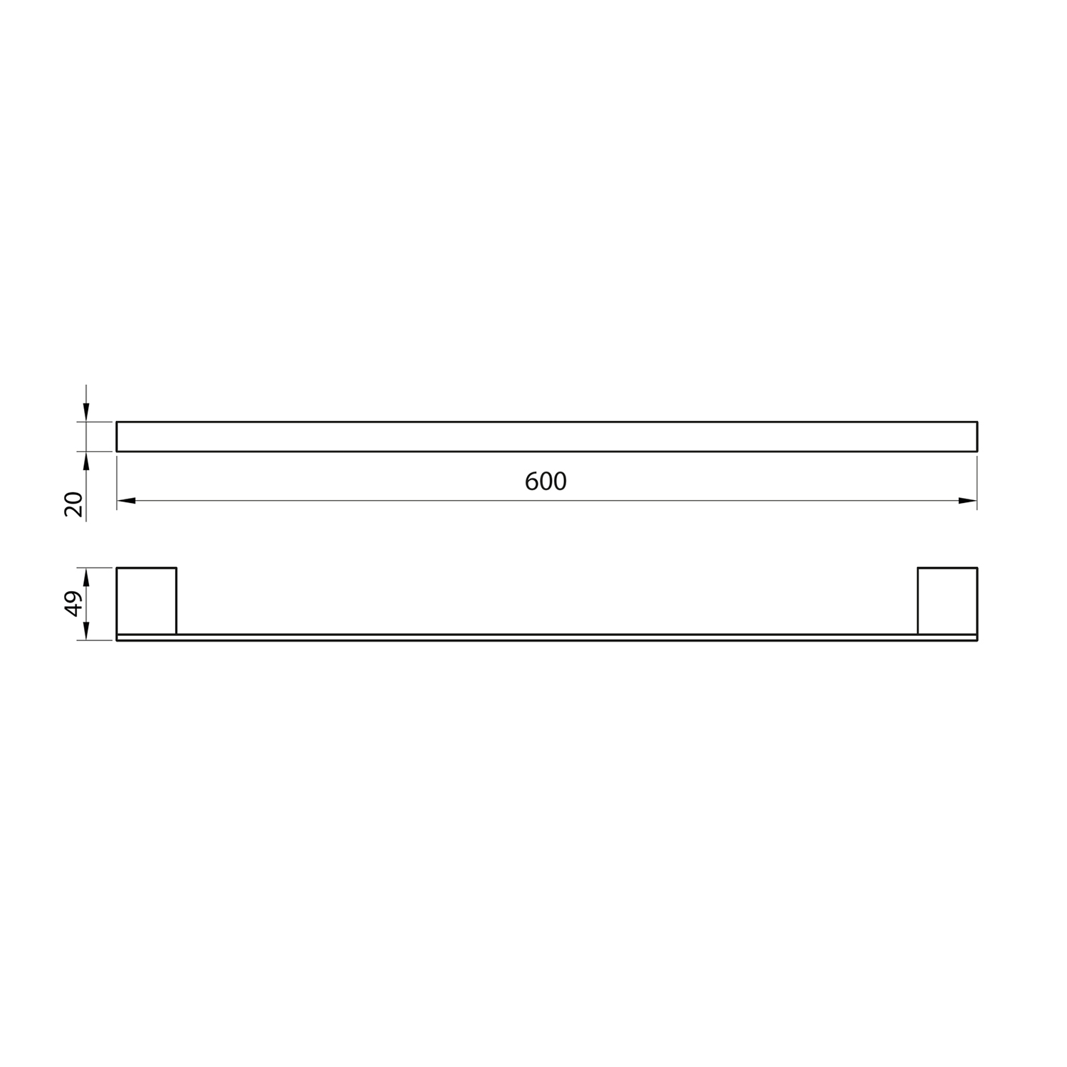 Vellamo Reve Towel Rail 600mm