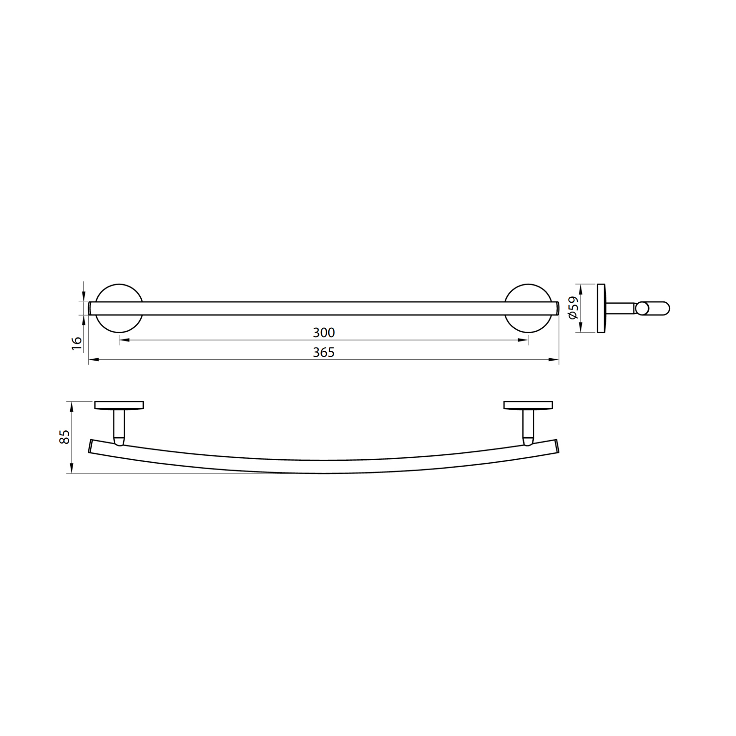 Vellamo Venta Towel Rail 365mm