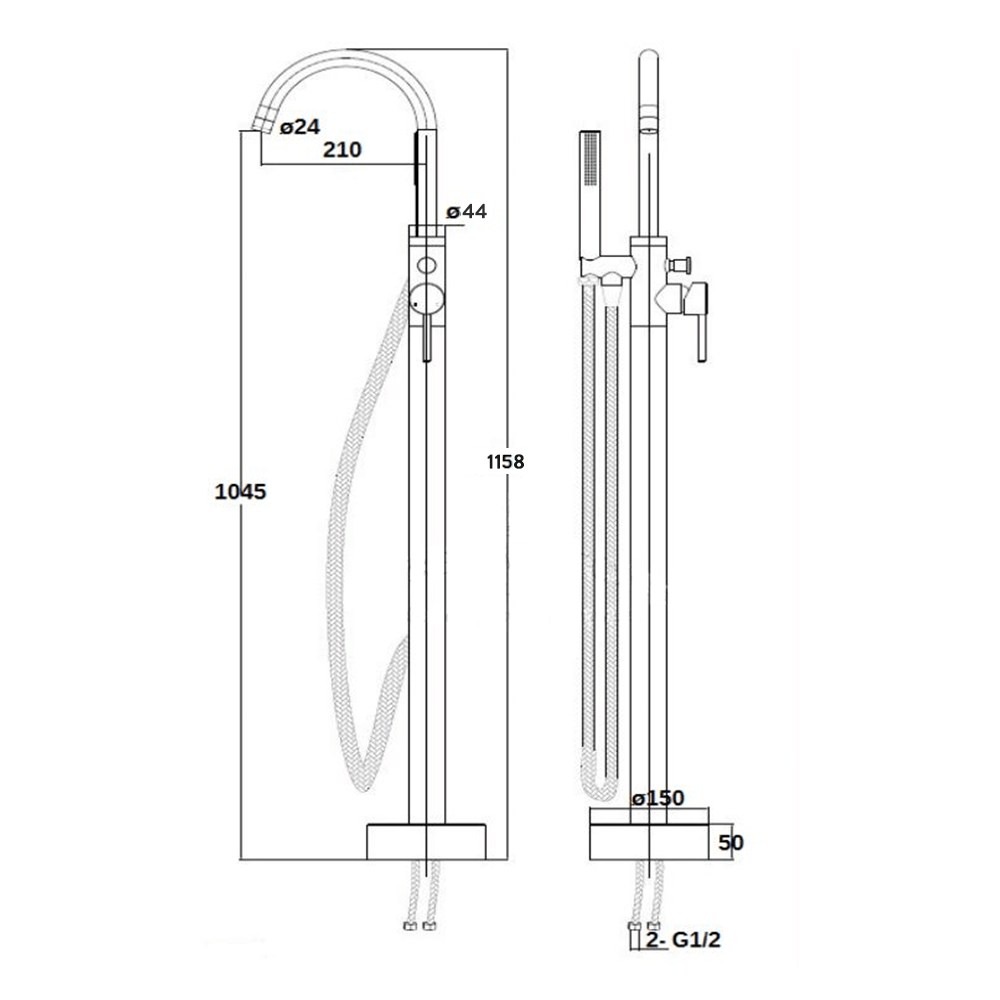 Harbour Clarity Matt Black Floorstanding Bath Shower Mixer & Shower Kit